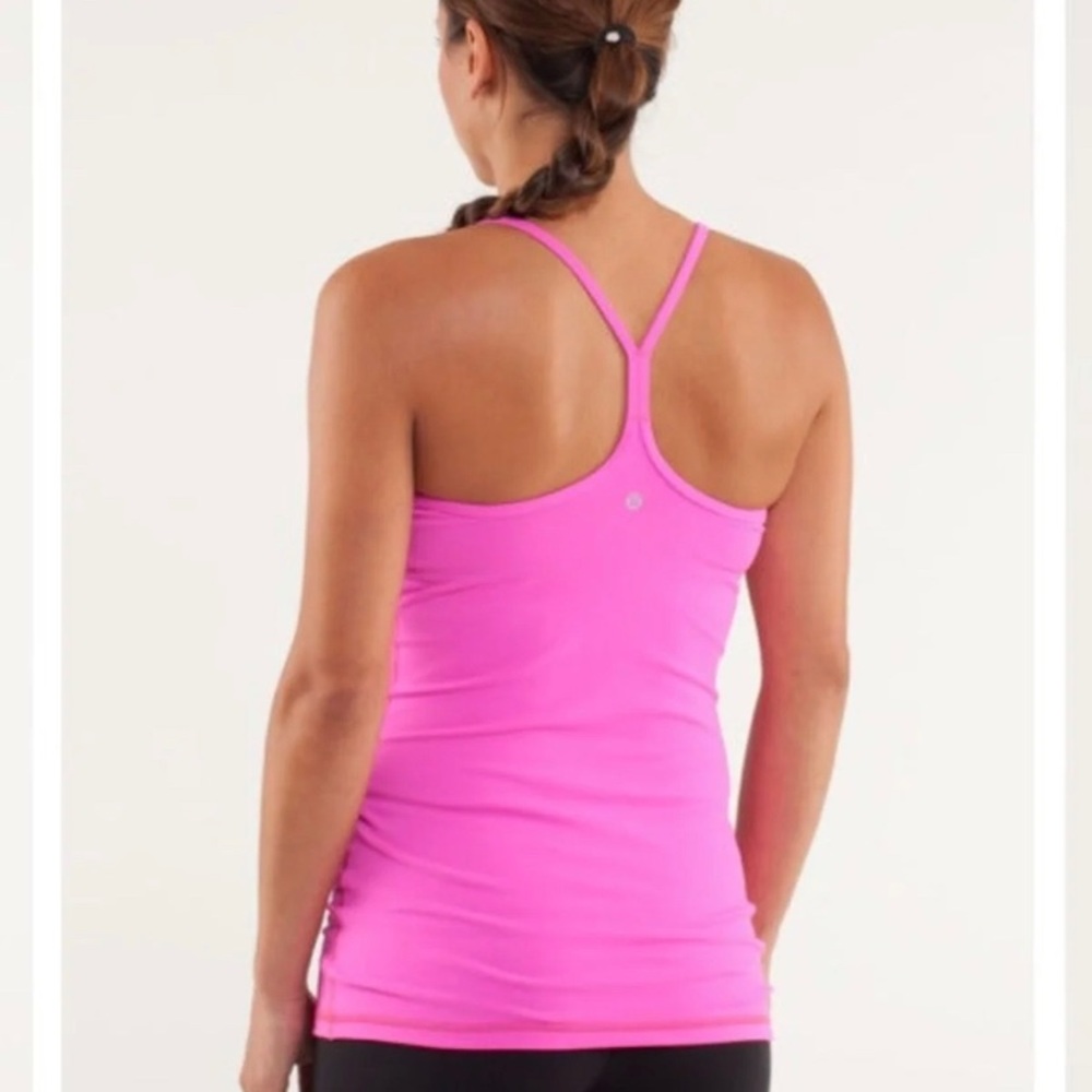 Hot pink lululemon power Y tank